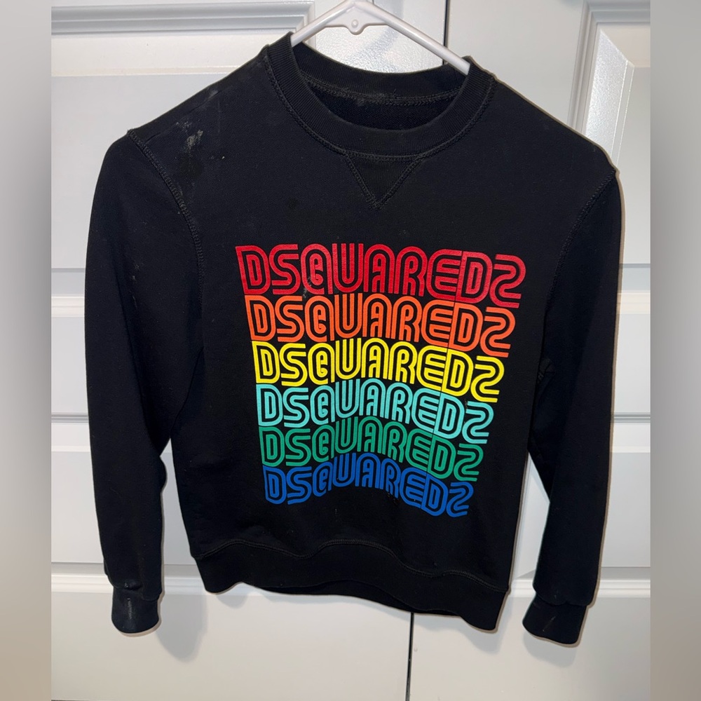 DSQUARED2 Black Sweater with Rainbow Logo